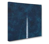 Contrails from the Airplane Canvas Print | Gallery Wrapped 30mm Frame Wall Art | 14x14 inches | Ready to Hang | Modern Vehicles Picture | Living Room Bedroom Lounge Office