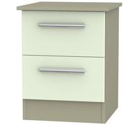 Contrast Bedside Cabinet - 2 Drawer - Cream and Mushroom