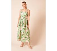 Contrast Binding Detail Printed Poplin Midaxi Dress Dorothy Perkins Green 16