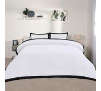 Contrast Border Duvet Cover Set Microfibre Bedding Set with Pillowcases OHS White King
