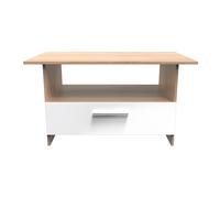 Contrast Coffee Table White & Oak 1 Shelf 1 Drawer 93cm