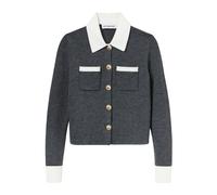 Contrast Collar Cardigan, female, Self Portrait, Cardigans, Gray, S, Knitwear S