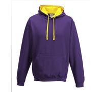 Contrast Colour College Varsity Hooded Sweat Sweatshirt Hoodie Hoody S-5XL