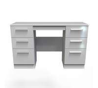 Contrast Desk Grey & White 6 Drawers 125cm