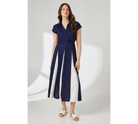 Contrast Godet Wrap Bodice Midi Dress Principles Navy 10