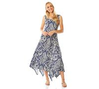 Contrast Hanky Hem Asymmetric Midi Dress Roman Blue 10