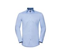 Contrast Herringbone Stitch Tailored Long-Sleeved Formal Shirt Russell Light Blue 16.5 in