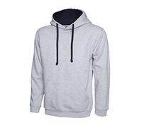 Contrast Hooded Sweatshirt - Heather Grey/Navy - Small