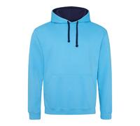 Contrast Hooded Sweatshirt Two Tone Varsity Pullover Hoodie Men Women AWDis