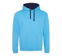 Contrast Hooded Sweatshirt Two Tone Varsity Pullover Hoodie Men Women AWDis