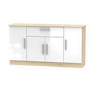 Contrast Large Sideboard White & Oak 4 Doors 1 Drawer 144cm