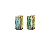 Contrast Micro inlaid Zircon Earrings, Light Luxury Square Electroplated Copper Earrings, Retro Style Jewelry, Suitable for Women's Daily Commuting and Dating Wear