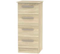 Contrast Oak Effect 4 Drawer Narrow Chest
