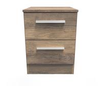 Contrast Ready Assembled 2 Drawer Bedside - Vintage Oak / Vintage Oak