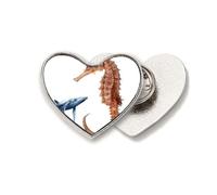 Contrast Size Hippocampal Whales Heart Metal Pin Brooch Clip Love