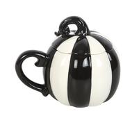 Contrast Striped Mug With Lid Something Different Black One Size