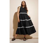 Contrast Swirl Tiered Maxi Dress Yours Black 26-28
