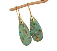 Contrast Teardrop Stone Earrings Lightweight Copper Alloy with Polished Design and Comfortable for Sensitive Skin and Long Time Wearing, フリーサイズ
