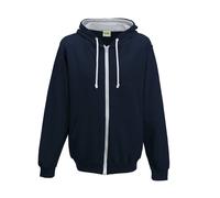 Contrast zip-up hoodie Just Hoods Varsity Bleu 2XL