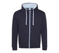 Contrast zip-up hoodie Just Hoods Varsity Bleu 2XL