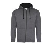 Contrast zip-up hoodie Just Hoods Varsity Gris L