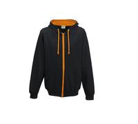 Contrast zip-up hoodie Just Hoods Varsity Noir 2XL