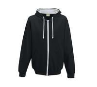 AWDis Men's Varsity Zoodie Hoodie, Multicoloured (Jet Black/Heather Grey), X-Large