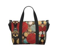 Contrasting Circles Large-Capacity Travel Bag with Adjustable Shoulder Strap, Suitable for Sports, Fishing, and Fitness.