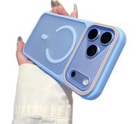 Contrasting Color Matte Full Package Phone Case For iPhone 18 Pro Max Blue | Compatible With Wireless Charging,Luxury Skin-Feel Magnetic Phone Case Semi-Transparent Shadow Drop Protection