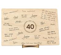 CONTRAXT 40th Birthday Wooden Sign & Guest Book Keepsake Gift for Women & Men Ruby Wedding Anniversary Party Table Decoration (40)
