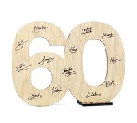 CONTRAXT 60th Birthday Wooden Sign & Guest Book Keepsake Gift for Men & Women Party Decoration Idea for Mum Dad Grandparents (60th)