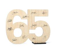 CONTRAXT 65th Birthday & Retirement Wooden Sign Keepsake Gift for Men & Women Guest Book Alternative & Party Decoration (65th)