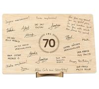 CONTRAXT 70th Birthday Wooden Sign & Guest Book Keepsake Gift for Men & Women Mum Dad Grandma Grandad Party Decoration (70)
