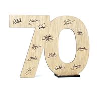CONTRAXT 70th Birthday Wooden Sign & Guest Book Keepsake Gift for Men & Women Mum Dad Grandma Grandad Party Decoration (70th)