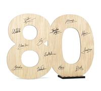 CONTRAXT 80th Birthday Wooden Sign & Guest Book Keepsake Gift for Men & Women Mum Dad Grandma Grandad Party Decoration (80th)