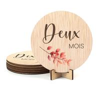 CONTRAXT Carte etape Bebe Bois Garcon fille. Carte Mois Bebe ma Premiere annee Mois par Mois Carte étape bébé disque de grossesse français Cartes etapes grossesse première année (Mois)