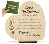 CONTRAXT Happy Retirement Gift in Wood Original Retirement Card Postcard Plaque Dedication for Colleagues Bosses Friends Teacher Male Female