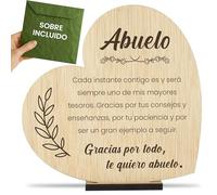CONTRAXT Tarjeta abuelo en madera. Regalos para abuelos especiales y originales Detalles felicitacion postales abuelo español especial feliz dia del abuelo wonderful (Abuelo)