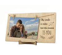 CONTRAXT Valentine's photo album frame. Photo holder Frame to hang photos with wooden clips gifts details original ideas special happy valentine's day lovers wonderful man (Couples EN)