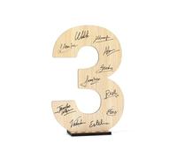 CONTRAXT Wooden Number 3 for 3rd Birthday or Anniversary Keepsake Sign & Guest Book Alternative Crafting Gift for Him Her Girl Boy (3rd)