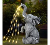 Contraxump Elephant Statue Garden Decoration Watering Elephant Figure Solar Powered LED Lights, Outdoor Garden Ornaments Waterproof Animal Figurine for Patio Yard Lawn