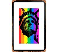 Contrence Metal Poster Retro Tin Sign Statue of Liberty Rainbow Flag Pop Art Print Wall Decor 8x12 INCH