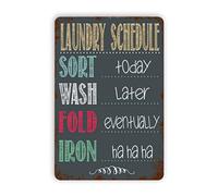Contrence Retro Tin Signs Laundry Schedule Vintage Wall Decor Retro Art Tin Sign Funny Decorations for Home Bar Pub Cafe Farm Room Metal Plaque Classic Poster Metal Tin Signs 8x12 Inches