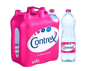 Contrex Flat Water Bottle Natural Mineral Water Bottle Contains Naturally Calcium and Magnesium 6 x 1.5 L
