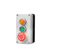 Control Box with Light Button Switch 24V/220V with Emergency Stop Button self Reset Industrial Switch Waterproof Box Power Transformer(3 Green Red Green,24V)