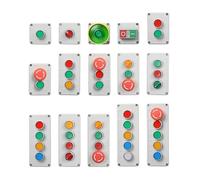 Control box with light button switch 24V / 220V with emergency stop button self reset industrial switch waterproof box(1 green,24V)