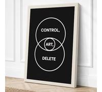 Control Delete Art Typography Canvas Wall Art Print 30x20 Inch