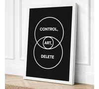Control Delete Art Typography Canvas Wall Art Print 30x20 Inch