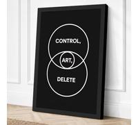 Control Delete Art Typography Canvas Wall Art Print 30x20 Inch