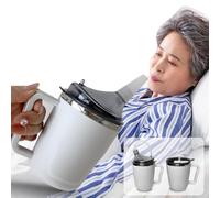 Control Flow Cup With Two Style Lids, Lightweight Clear Drinking Aids Feeding Cup, Spillproof Adult Sippy Cup for Elderly Care Liquid Feeding Elderly Disabled Hospital Patients Convalescent